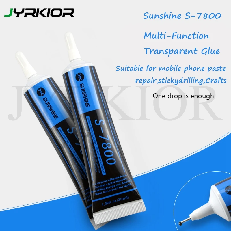 

Jyrkior Sunshine S-7800 30ML Multi-Function Black Spot Glue For Mobile Phone LCD Screen Bonding Adhesive Box Crack Seal Glue.