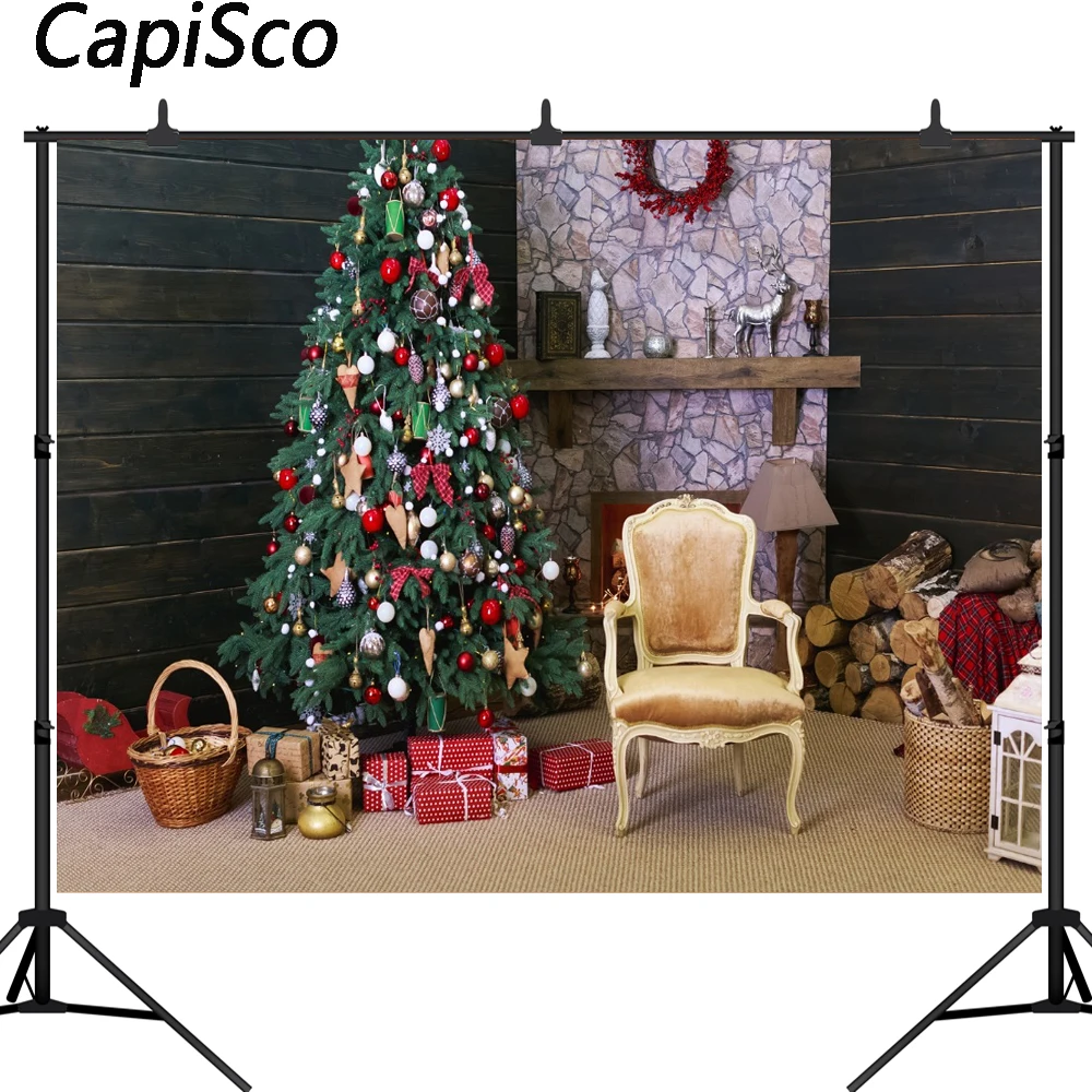 Capisco Рождественские фоны для фотосъемки деревянная стена камин украшения фон