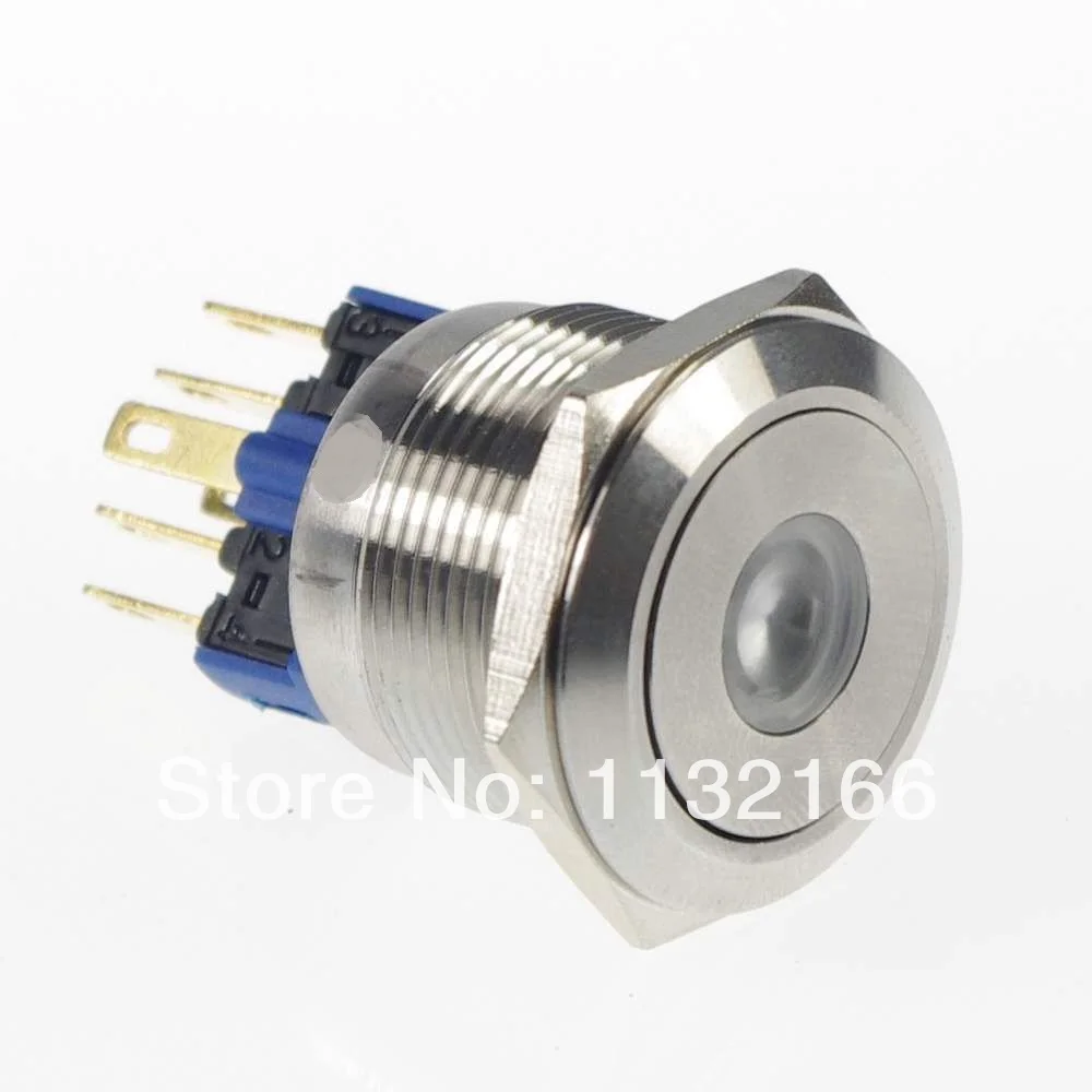 22mm LED Color Red Dot Illuminated Maintained/Latching Push Button