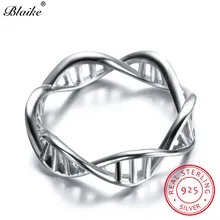 Blaike реального 925 пробы серебро ДНК палец кольцо женский открытие волна кольца для Для женщин свадебные Fine Jewelry Изменение размера Винтаж кольцо