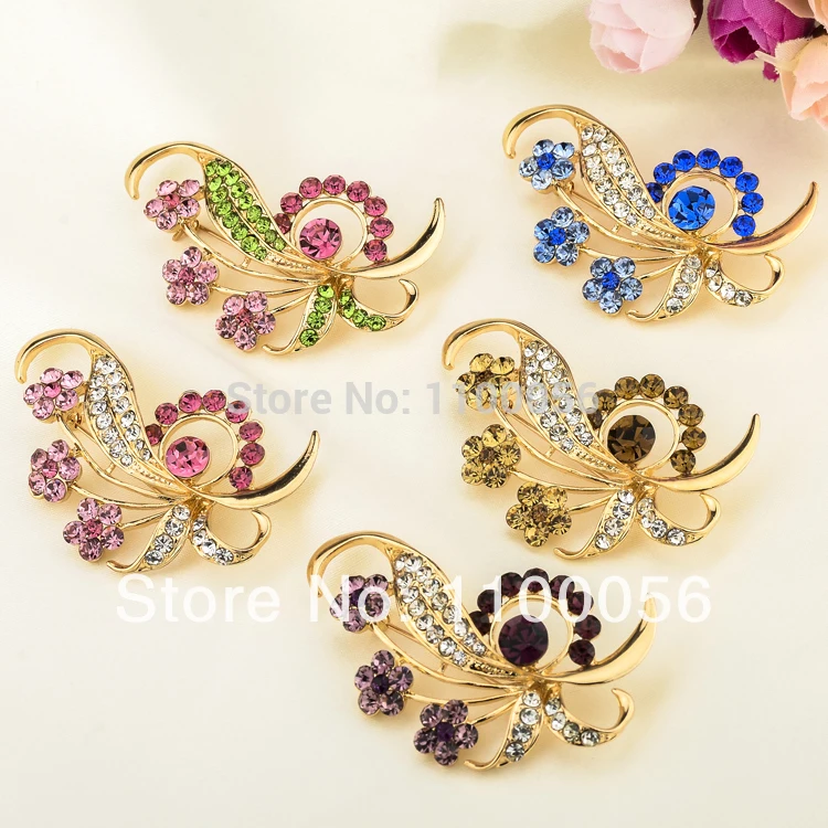 Модная Корейская Rhinestone одежды цветок брошь хиджаб Шпильки букет цветок красочные кристалл Броши для Для женщин свадебные x0185 - изображение