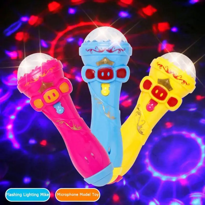 Microphone Model Lighting Flashing Projector Toys Wireless Music Karaoke Micro Kids Toy Gift Creative Funny Dynamic Shine