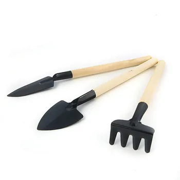 

Mini Garden Tool Set Iron + Wood Material For Planting Use Includes Shovel Rake and Spade