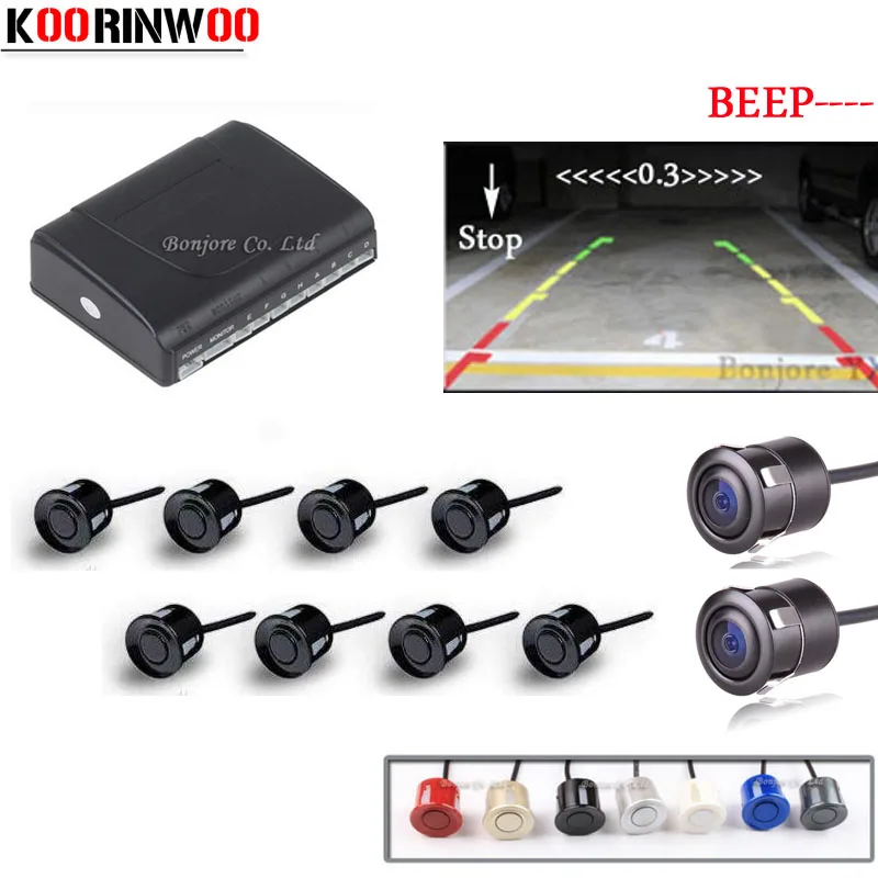 

Koorinwoo Car Parking Sensors 8 Radars Digital Front Camera Rear view camera detector Parking System Video Car-styling For Car