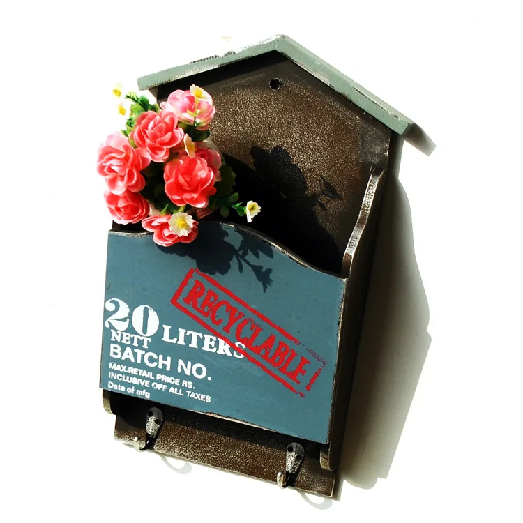 Vintage Wooden Letter Wooden Flower Bucket Craft Key Box Creative Home Accessories Key Storage Box Home Furnishing Accessories