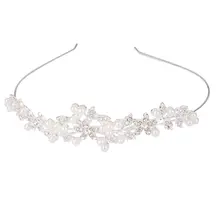 HHFF Свадебная повязка на голову Стразы и искусственный жемчуг свадебная корона обруч-украшение для волос серебро