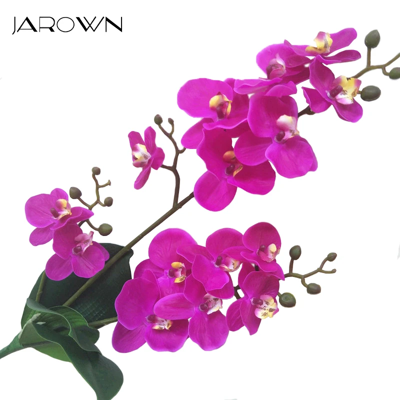 

JAROWN Artificial Real Touch Latex Butterfly Orchid Flores 3 Branch 15 Head Band Leaf Fake Flower Wedding Decor Home Decorations