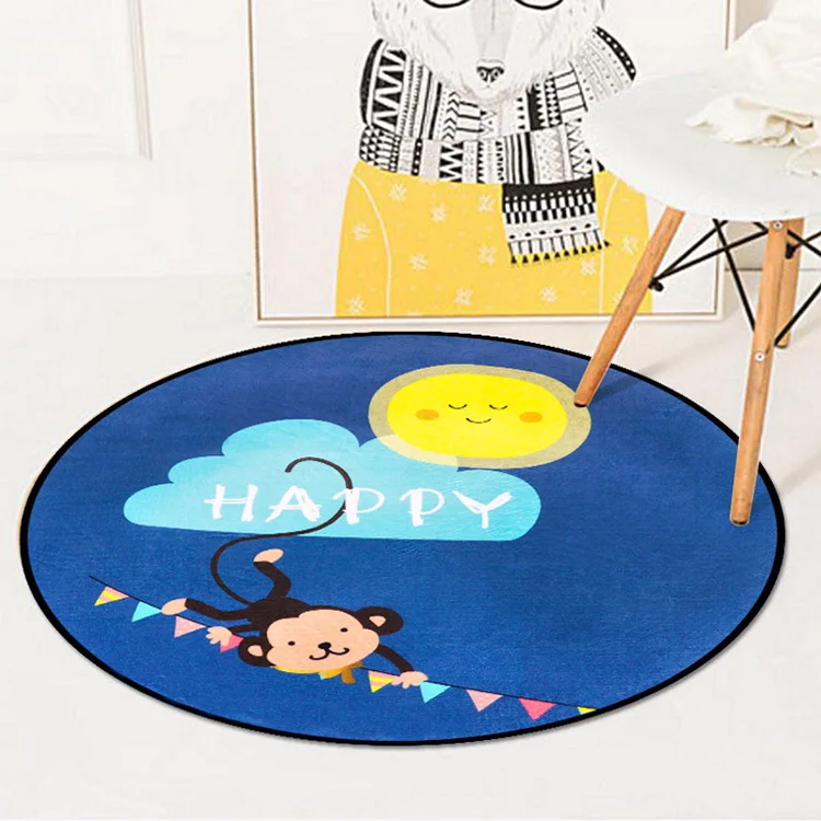 Cartoon Animal Kids Room Play Tents Carpet Owl/Cat/Baby Bedroom Anti-skid Crawling Carpets Living Room Coffee Table Floor Mats - Цвет: monkey