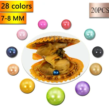 

2018 DIY Akoya scallop Pearl Oyster round 7-8mm multicolor freshwater natural Cultured pearls in Fresh Oyster Farm Supply RR029