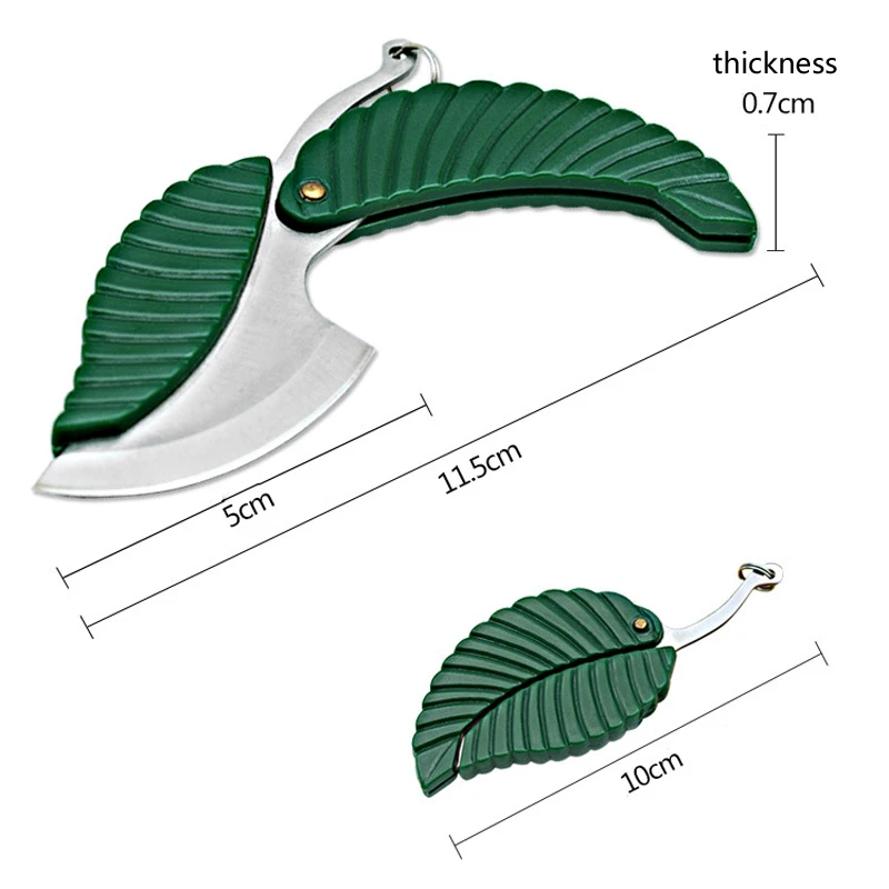 Портативный мини-нож с зеленым листом, Креативные аксессуары для ключей, складной карманный нож для повседневного использования, для кемпинга, на открытом воздухе, боевые многофункциональные инструменты