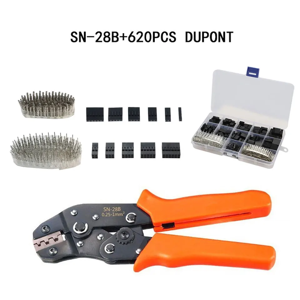 

0.25-1mm2 Crimping Tool Crimping Pliers For Dupont XH2.54 KF2510 SM 2.54mm Plug 620pcs Terminals terminals clamp kit