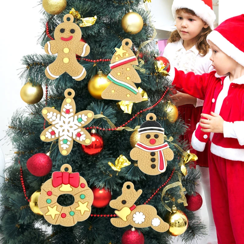 6 шт. рождественские украшения в виде колобка, оленя, снеговика, рождественской елки, украшения для дома, Счастливого Рождества, Нового года, декор noel