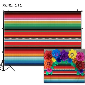 

MEHOFOTO Mexican Cinco De Mayo Backdrop Fiesta Traditional Mexico Photography Background with Stripes Fiesta Party Backdrops