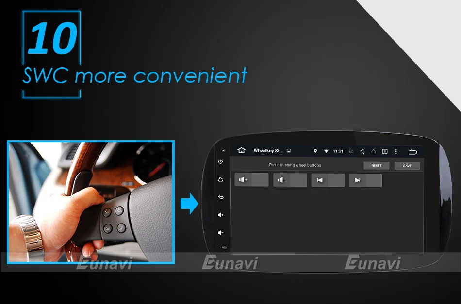 Perfect Eunavi Single 1 Din Android 7.1 Car radio stereo 2G RAM Autoradio GPS Navigation for Mercedes-Benz smart Quad core Stereo Video 15