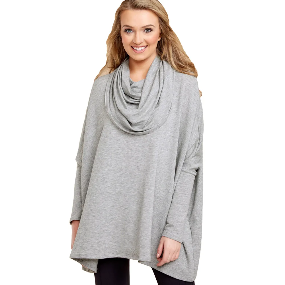 Plus Size Celmia Women Hoodies  Oversize Tops 2018 Autumn Cowl Neck Batwing Sleeve Female Long Sleeve Casual Loose Hoodies