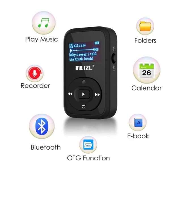 Оригинальный мини mp3 плеер RUIZU X26 с поддержкой Bluetooth 8 ГБ спортивный MP3 музыкальный