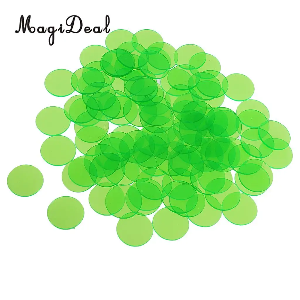 MagiDeal 100Pcs/Pack 3/4 Inch Plastic Bingo Chips Translucent Design for Classroom Carnival Bingo Games Funny Party Club Acce 