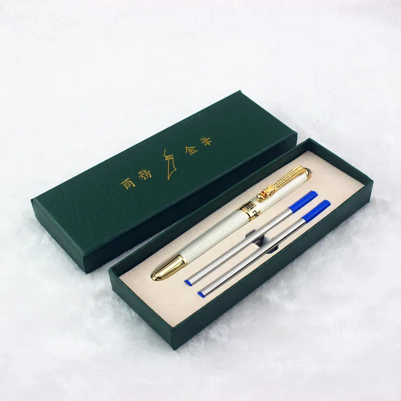 

luxury jinhao Pearl White Luxurious Business Medium Nib Rollerball Pen New office Business school writing pen gift box