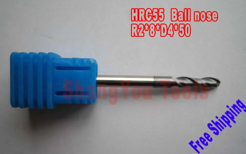 

8pcs 4mm 2 Flutes Milling tools Milling cutter Ball nose End Mill CNC router bits hrc55 R2*8*D4*50