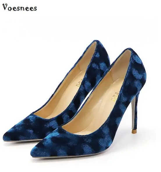 

European and American Women Pump Elegant Velvet High Heels 6-10CM Ladies Pumps Autumn Spring Pointed Toe Stiletto Single Women