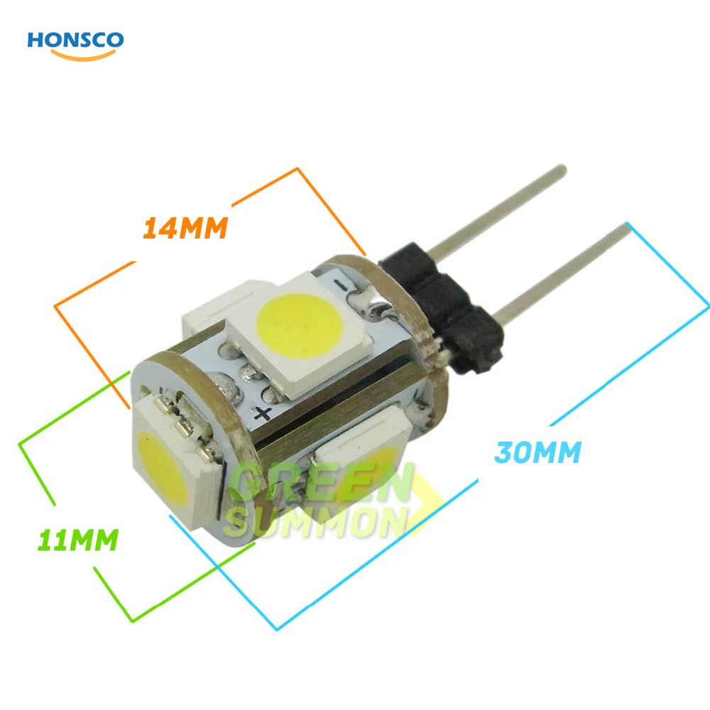 

10PCS G4 Canbus LED Car Light Bulb 5-SMD 5050 Auto Wedge Lamp Bulbs Reading Ceiling Lights Warm White Blue Yellow DC 12V Lampada