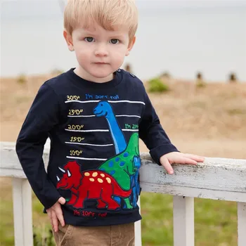 

Dinosaurs Print Kids Tees cotton children's tshirts Autumn spring baby clothes cartoon boys T-shirt 2019 boys girls clothing