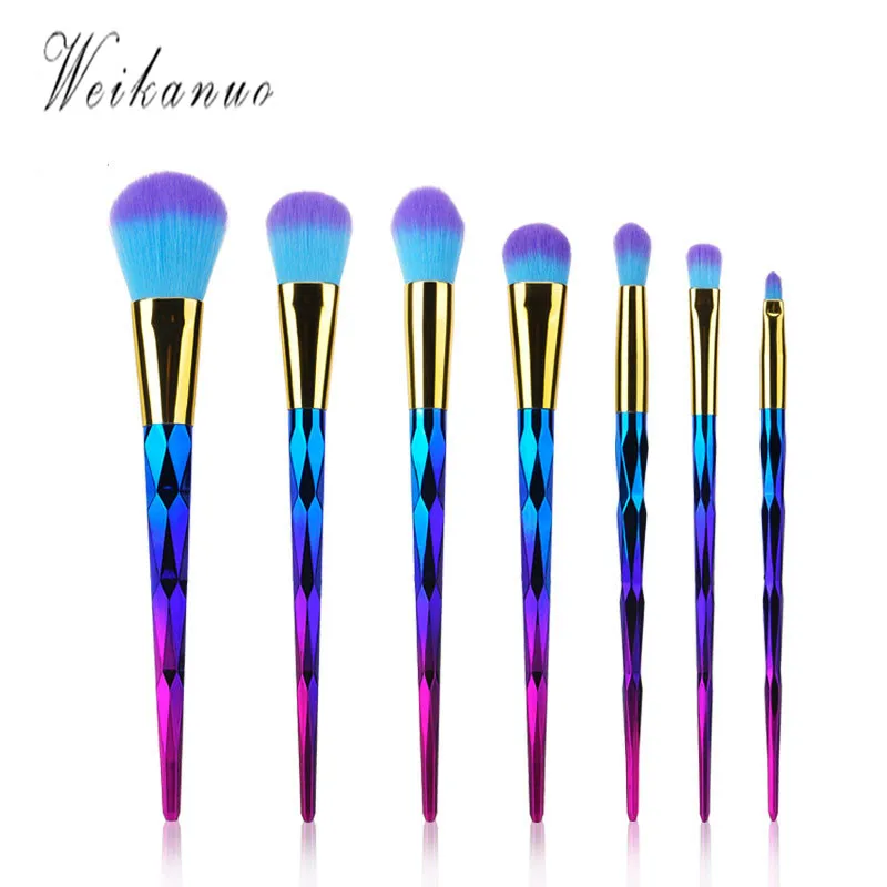 Diamond Shape Makeup Brush Set Dazzle Glitter Foundation Blush Brushes Rainbow Unicorn Make up Sets Eyeshadow | Красота и здоровье
