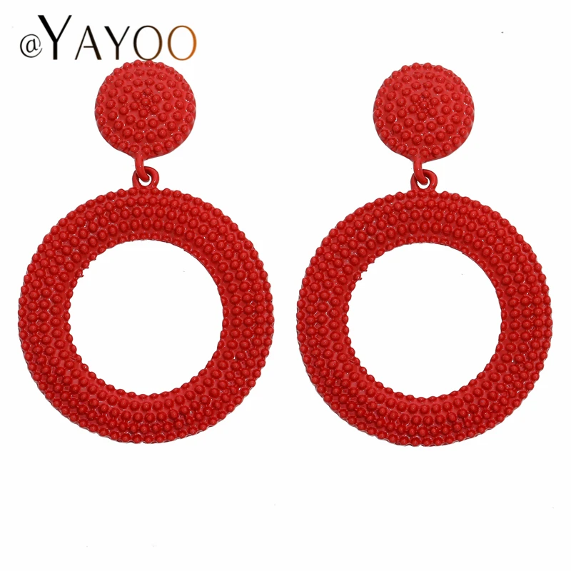 

Round Earrings For Women Stone Drop Earings Fashion Jewelry Long Za Big Fringe Statement Earrings Female 2018 Brincos