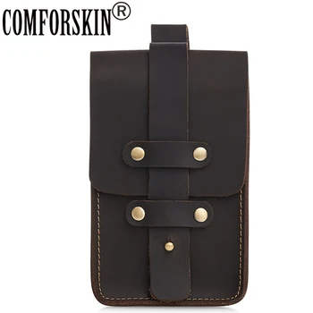 

COMFORSKIN New Arrivals Men's Leather Bag Hot Brand Designer Crazy Horse Leather Vintage Style Male Waist Packs High Quality