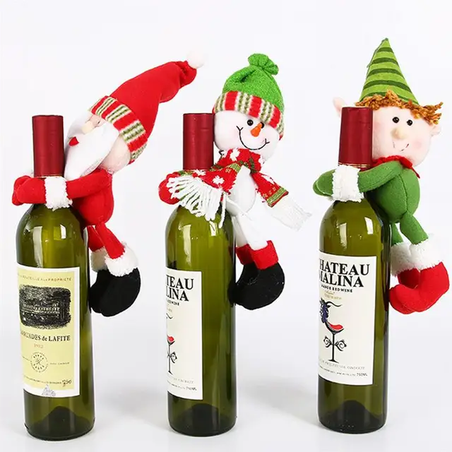 christmas bottle decoration red wine bottle cover wine bottle bag for xmas dinner table decorations - Christmas Bottle Decorations christmas bottle decoration red wine bottle cover wine bottle bag for xmas dinner table decorations - Christmas Bottle Decorations