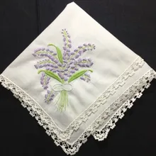 Набор из 12 Fas дамские платки белый хлопок Hankie с белым кружевом и цветной вышивкой цветочный свадебный Hanky 12х12-дюймов