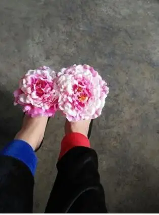 Женские тапочки HAHA flower, женские туфли на танкетке, летние тапочки, Женская Новая удобная обувь с цветочным принтом, большие размеры