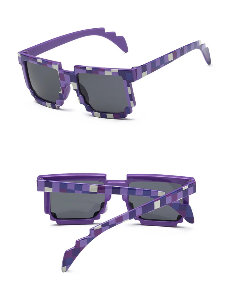 YBZ Винтаж квадратный оригинальные мозаика солнцезащитные очки унисекс пикселей солнцезащитные очки Мода очки с Чехол Детский подарок