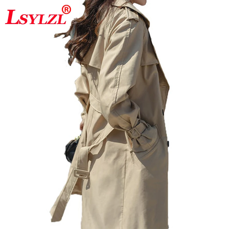 

2018 spring new long section Korean student casual khaki over the knee spring and autumn thin windbreaker women's jacket M9