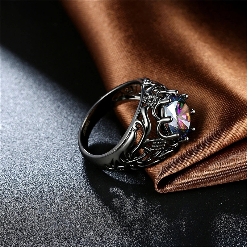 

Black Color Zircon Pierced Ring Black Gold Ring For Man Woman Jewelry Wedding Engagement Gifts