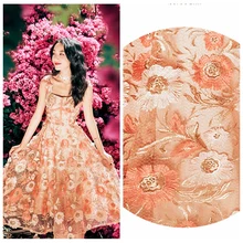 LASUI 1 ярд/1 Лот Новые Тяжелая золотая нить вышивка 3D цветок ромашка водорастворимый сетки кружевное платье ткань одежда на заказ X0383