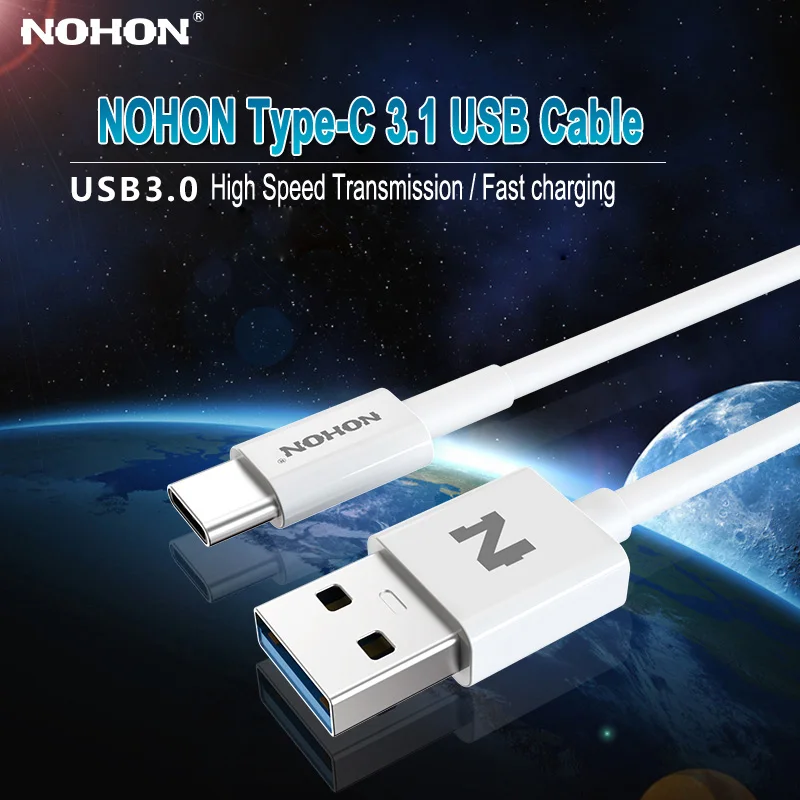 Оригинальный кабель NOHON USB 3 0 Type C 3A для Samsung Xiaomi Nokia LG MacBook Huawei Android Быстрая зарядка