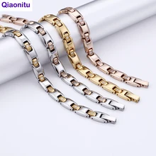 Золото/розовое золото из нержавеющей стали для женщин мужчин горный хрусталь браслет женский Кристалл Циркон Браслеты для байкеров браслеты в ювелирных изделиях