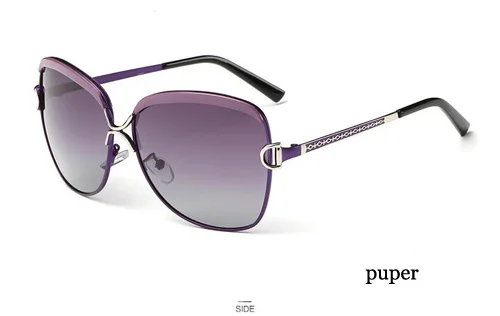 FEISHINI, белые, высокое качество, модные, для вождения, Oculos De Sol Feminino, большая оправа, металл, Винтажные Солнцезащитные очки, для женщин, Поляризованные, бренд - Цвет линз: WPGJ026 purple