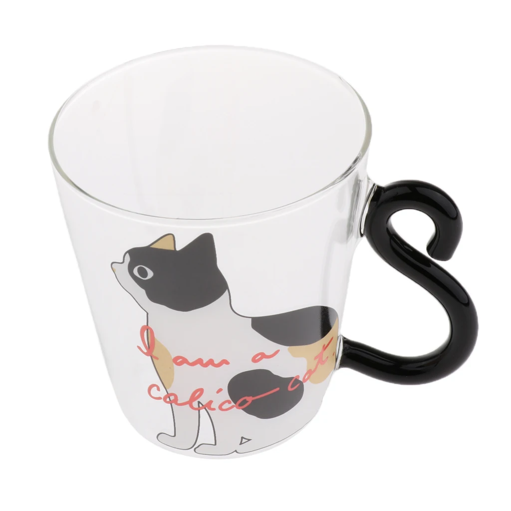 250ml Transparent Glass Cup Art Cat Pattern Mugs Double-Layer Cup for Coffee Tea Drink Juice Water, Heat Resistant