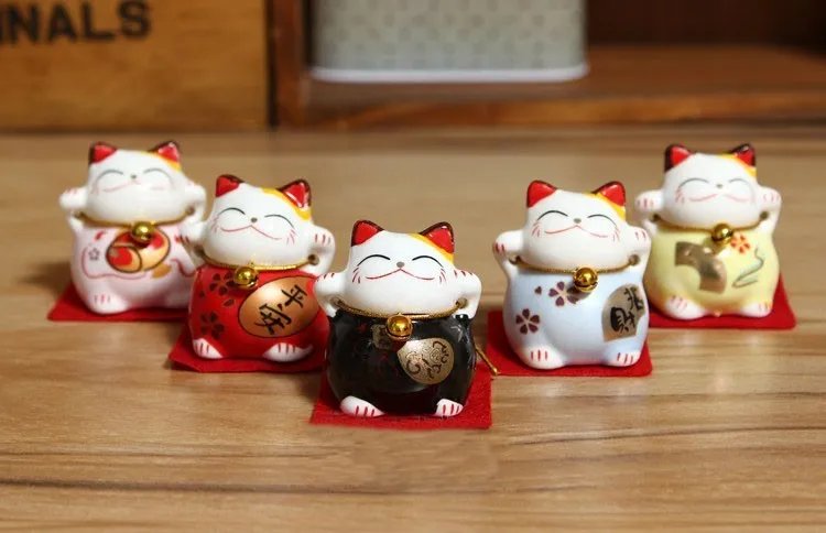 Набор из 5 шт. мини трубок керамический счастливый кот милые Манеки Neko украшение