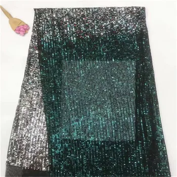 

2019 Latest Design Sequined Mesh Lace Fabric African Indian Guipure Net Laces 2019 Nigerian Style Wedding Dress Sequins Fabrics