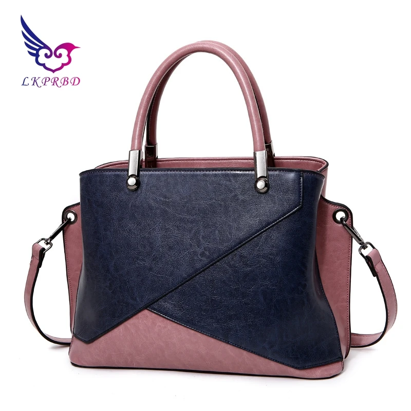 

2018 European and American style, new geometric figure 100% leather bag, oil wax, fashion, handbag, shoulder bag.
