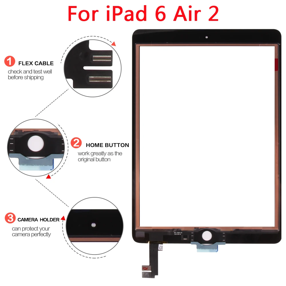 Для iPad 2 Air 2 1 дигитайзер экрана для iPad 3 4 сенсорный экран для iPad 1 5 6 Сенсорная панель дигитайзер для iPad2 iPad3 iPad4 стекло