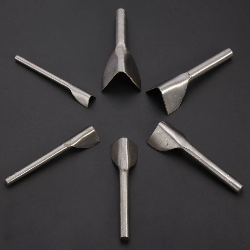 

KiWarm 6Pcs 15mm-40mm Steel Leather Craft Half Round V Shaped Cutter Punch Strap Tools Set For Home DIY Handwork Belt Wallet End