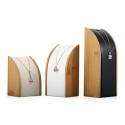3 шт. новый модный бамбуковый деревянный держатель для ожерелья ювелирные изделия Стенд кожаный кулон Дисплей Бюст стойка для ювелирных