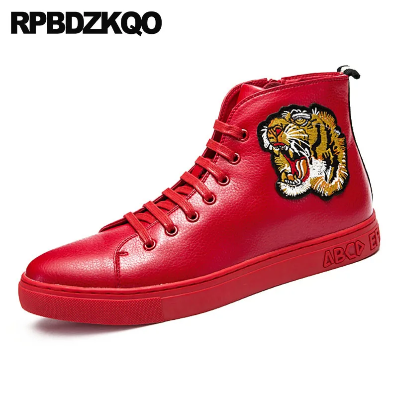 

trainer 2018 booties short fall autumn embellished boots designer red lace up sneakers Men's shoes pattern flat high top fashion