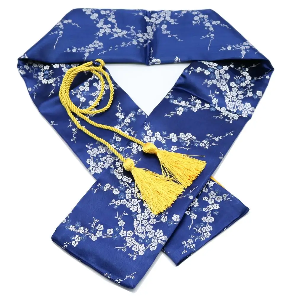 

51" Blue with Tassel Silk Plum Blossom Japanese Katana Samurai Sword Carry Bag