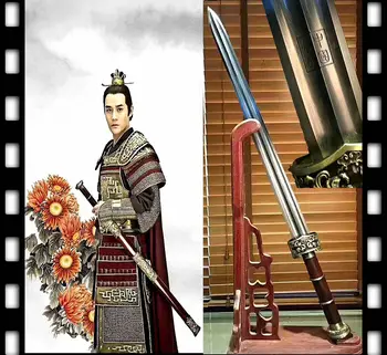 

Top Quallty Chinese Han Dynasty General Sabre Sword Battle Jian Full Tang Damascus Double Engroove Blade SHARP