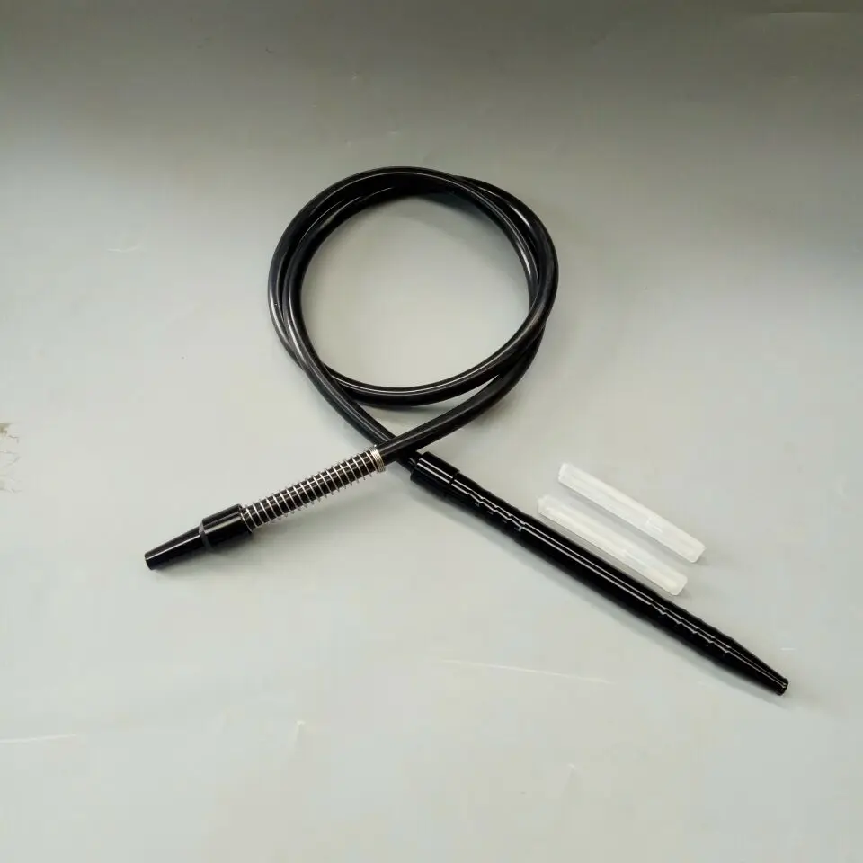 1,8 м силиконовая трубка для кальяна с алюминиевым горлышком 2 льда внутри - Цвет: black